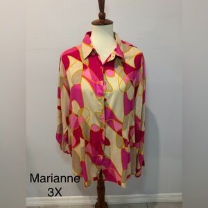 Marianne Pink and Cream Button Down Shirt